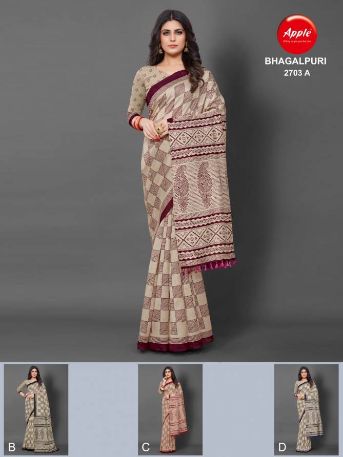 Apple Bhagalpuri 2702 Casual Wear Wholesale Bhagalpuri Silk Sarees
